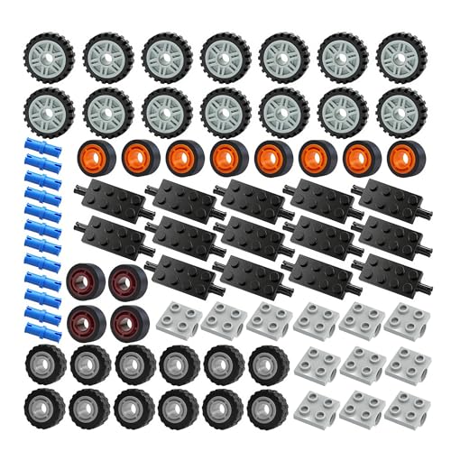Pasacho Wheels and Axles Set Tires, 118pcs City Car Parts