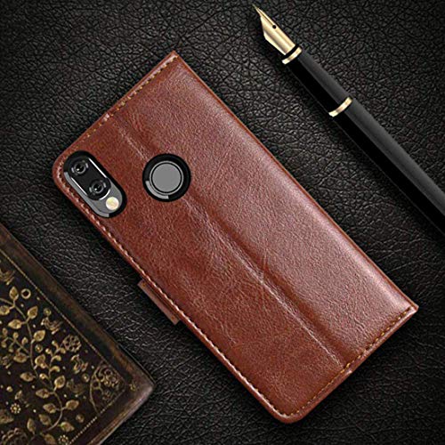 Image of Flip Cover Compatible with Samsung Galaxy M20 | Premium Leather Finish | Inbuilt Pockets & Stand | Flip Cover Back Case for Samsung Galaxy M20 (Brown)