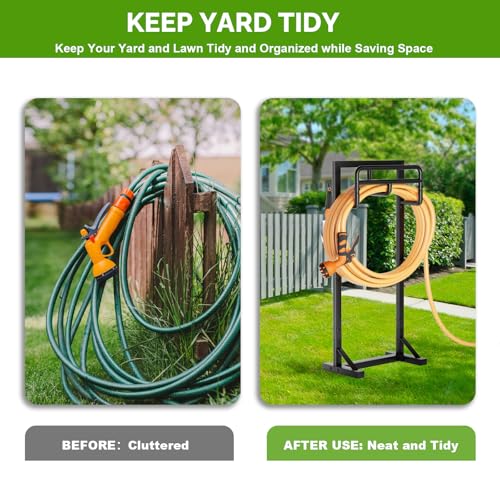 image for Garden Hose Holder with Stable Base and Tool Hooks, GAVISCITY Heavy-Du