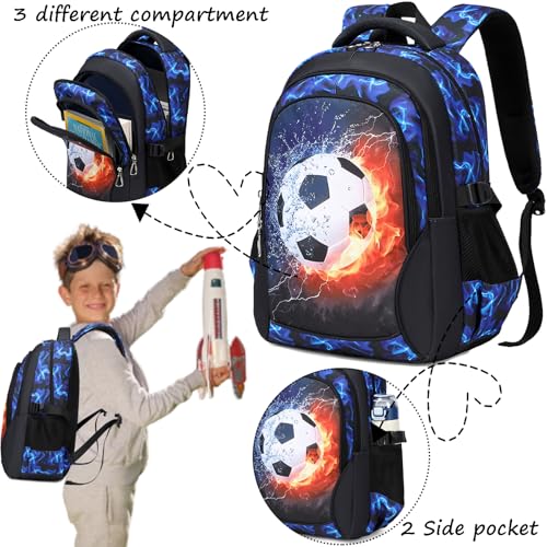 Jumpopack School Backpack for Boys Soccer Backpack for Boys Kids Backpacks for Elementary Middle School Bag for Kids Bookbag,Soccer Print3
