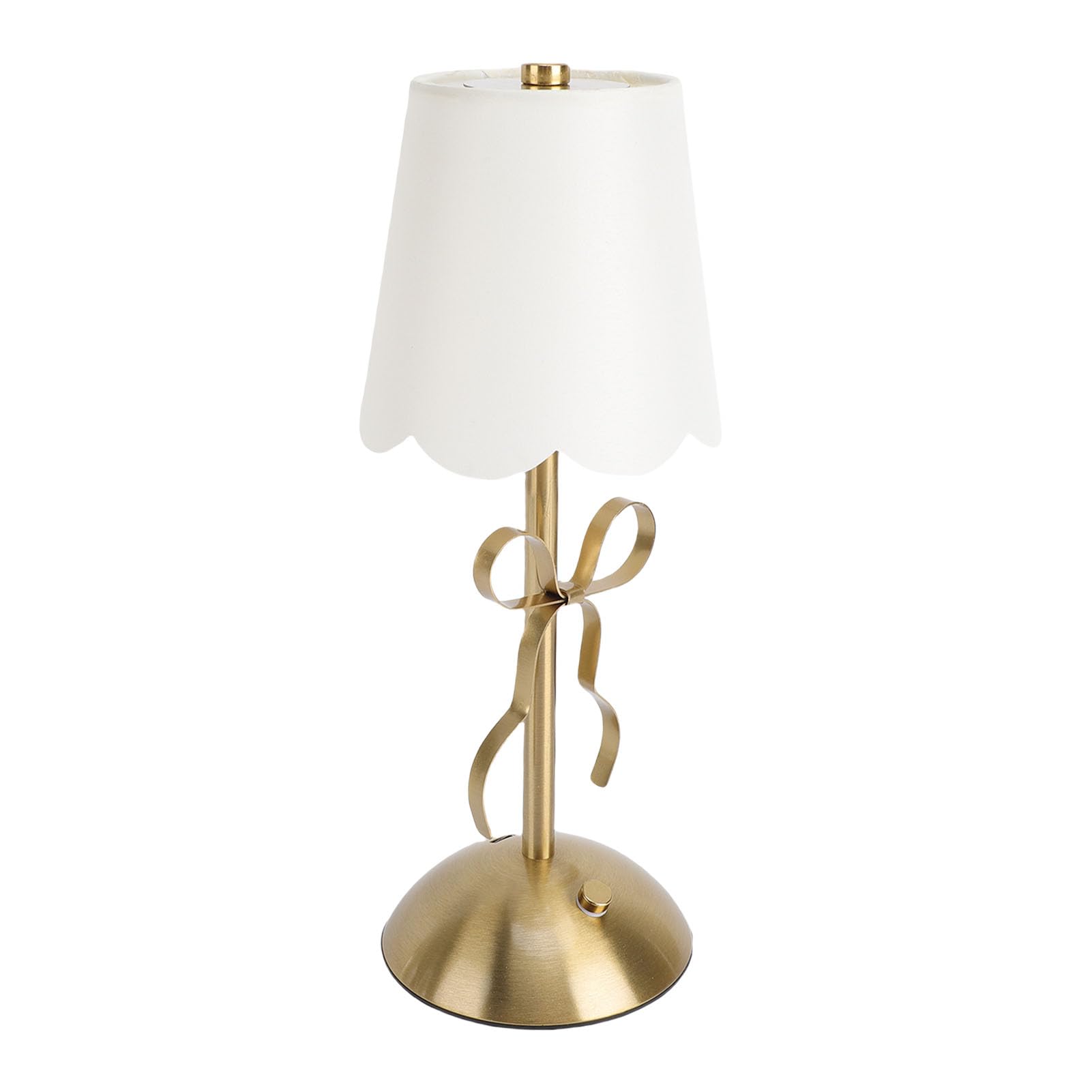 Vikye Bow Table Lamp, Cordless Rechargeable Bedside Lamp with Fabric Shade, Dimmable Touch Control for Bedroom Decor