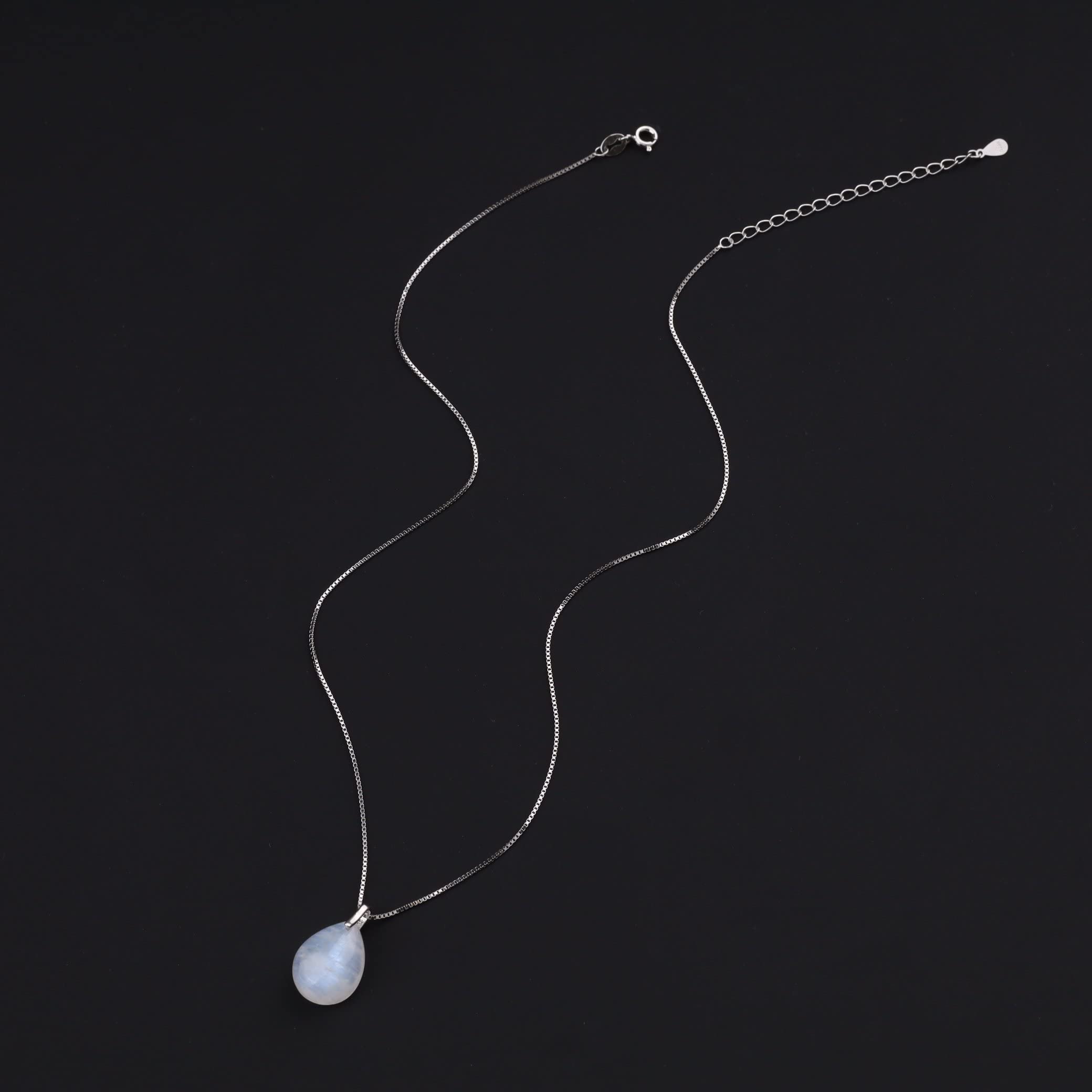 COAI Collana in Argento 925 e Pietre e Cristalli Naturali con Ciondolo di Pietra di Luna da Donna