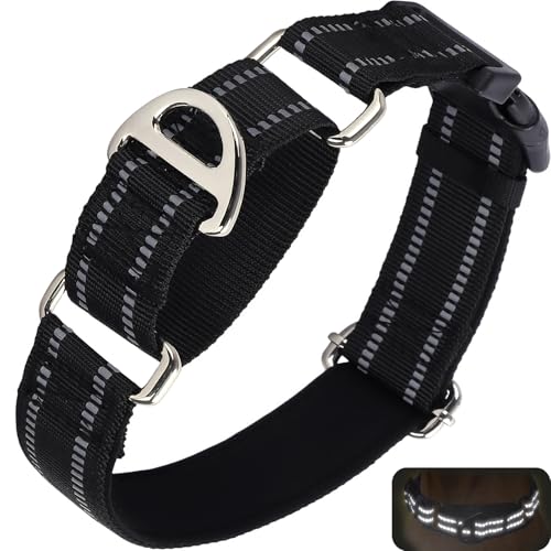 ONEFOJOJO Martingale Collar for Small Dogs Reflective Nylon Dog Collar with Quick Release Buckle Adjustable Training No Slip Dog Collar (S, Black)