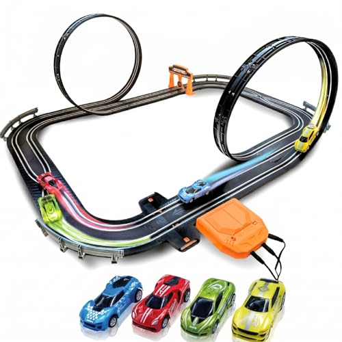 Atlasonix Autocarro Auto Elettrica per Bambini, Treno Da Corse Bambini 3 4 5 6 7 8 Anni per Ragazzi e Ragazze Car Corse Set per Ragazzi, Regali Compleanno Natale