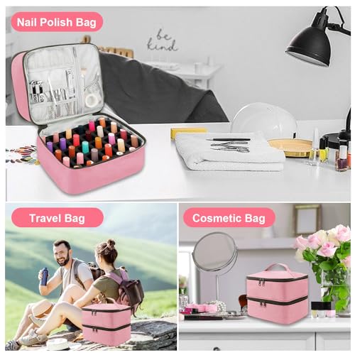 Bolsa organizadora de esmalte de uñas con doble capa espaciosa 4