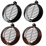 Large Prettyou 3.75 Inches, Round Banana Hair Clips for Thick Hair, 4 Pack in Tortoise Shell, Blue, Mint Green, Side Comb Ponytail Holder (black and chocolate, Large)