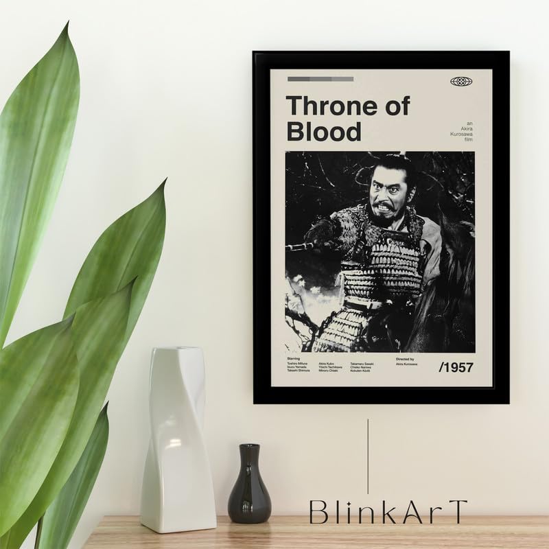 Image of BLINKART Throne Of Blood Movie Poster Frame 8x12 Inch | Premium 300 GSM Paper Wall Print | Mid Century Vintage Film Artwork for Home, Bedroom, Living Room, Office | Framed Photo Decor