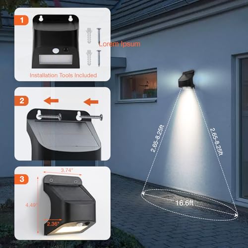 SYLVANIA Solar Outdoor Lights with Motion Sensor and Replaceable Lithium Battery, 3 Lighting Modes Including Night Light, 80 CRI, Wall Sconces for Fence, Porch, Post, House Number - 2 Pack (67907) by LEDVANCE - Used condition - Image 6