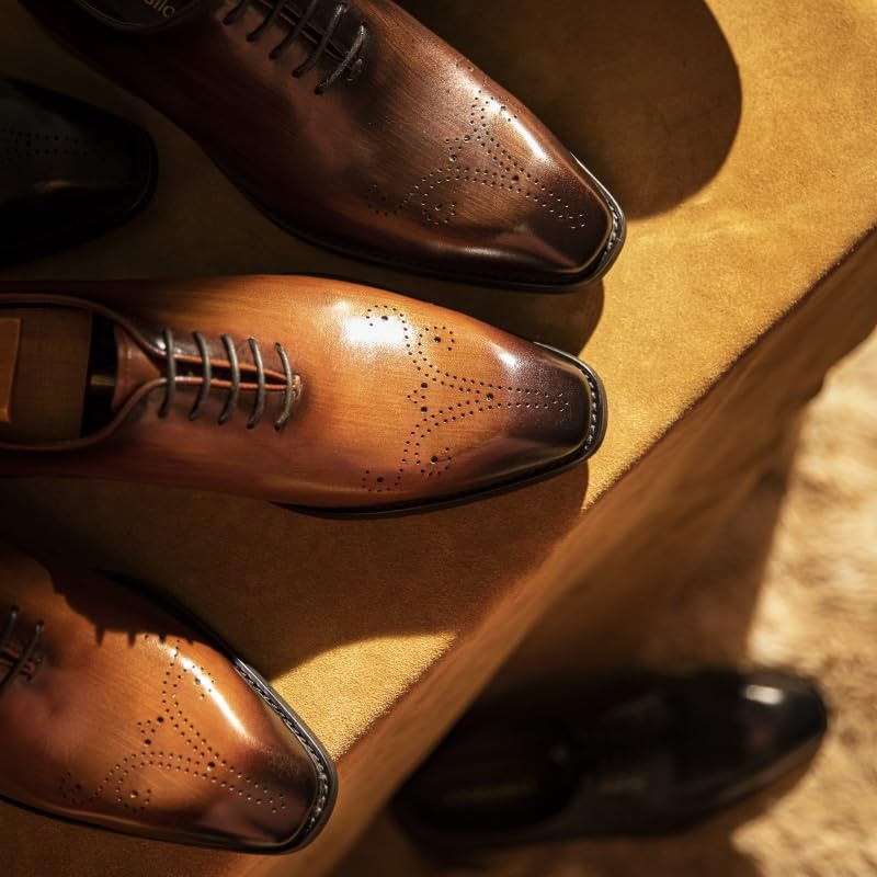 Men's Oxfords Business Dress Shoes Men's Vintage High Gloss Dress Shoes Slip On Soft Leather Oxford Shoes Formal Pointed Lace Up Casual Business Suit Tuxedo Shoes(Black,7.5)3