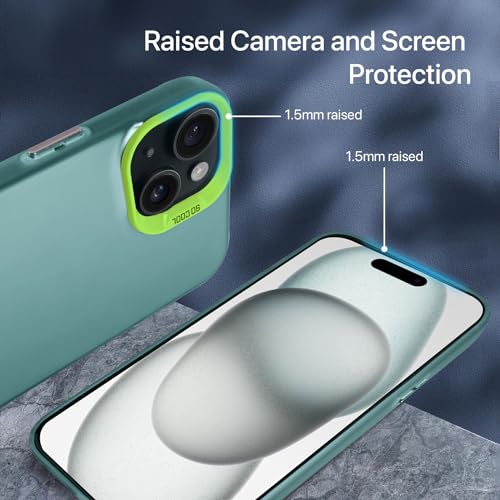 Image of Vaku Luxos Matte Dazzle Back Cover for iPhone 15 Plus Shock Proof Airbag Protection TPU Case Scratch Resistant Slim Thin Military-Grade Protection - Green