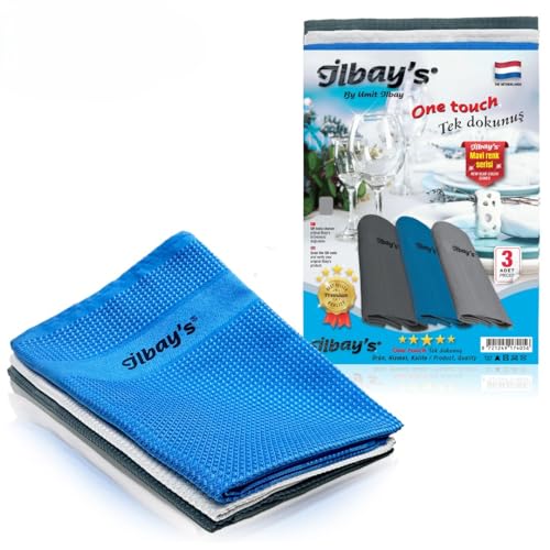 ilbays [3er Set] 60 x 40 cm Mikrofaser Reinigungstücher Streifenfreie Reinigung ohne Reinigungsmittel für Auto Küche Bad und Haushalt (Blau)