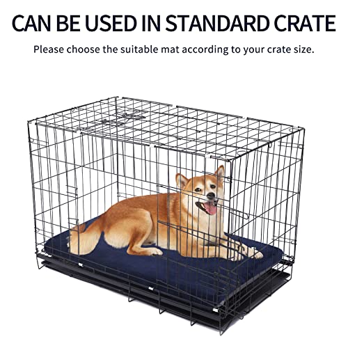 KROSER Wasserdichte große Hundebettmatte, wendbare Hundebox-Matte (kühl und warm), maschinenwaschbar, Dod-Matratze mit abnehmbarem Bezug, Haustier-Pad, geeignet für große Hunde unter 32 kg, Marineblau