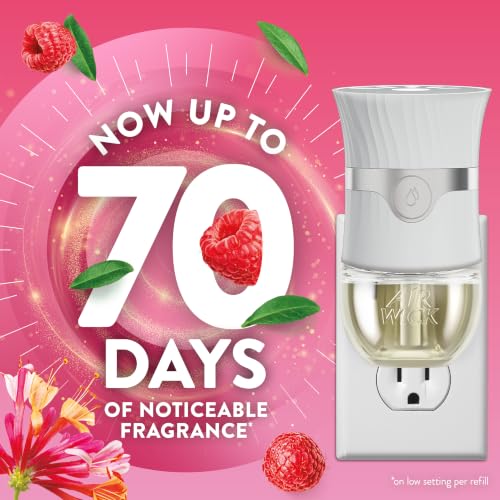 Image of Air Wick Plug in Scented Oil Refills, 4 Count, Lush Honeysuckle and Raspberry, Air Freshener, Essential Oils, Eco Friendly