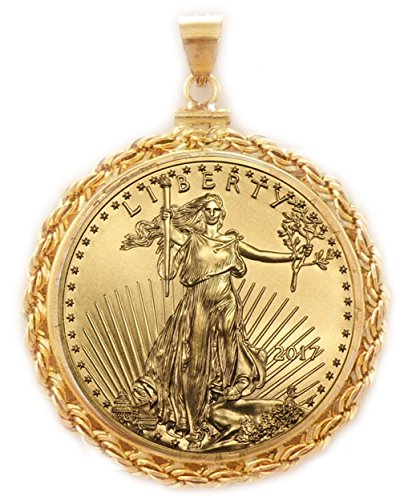 Flintski Jewelry LLC 1/10th oz $5 Gold Eagle 14k Yellow Gold Rope Coin Bezel Frame Mount Pendant