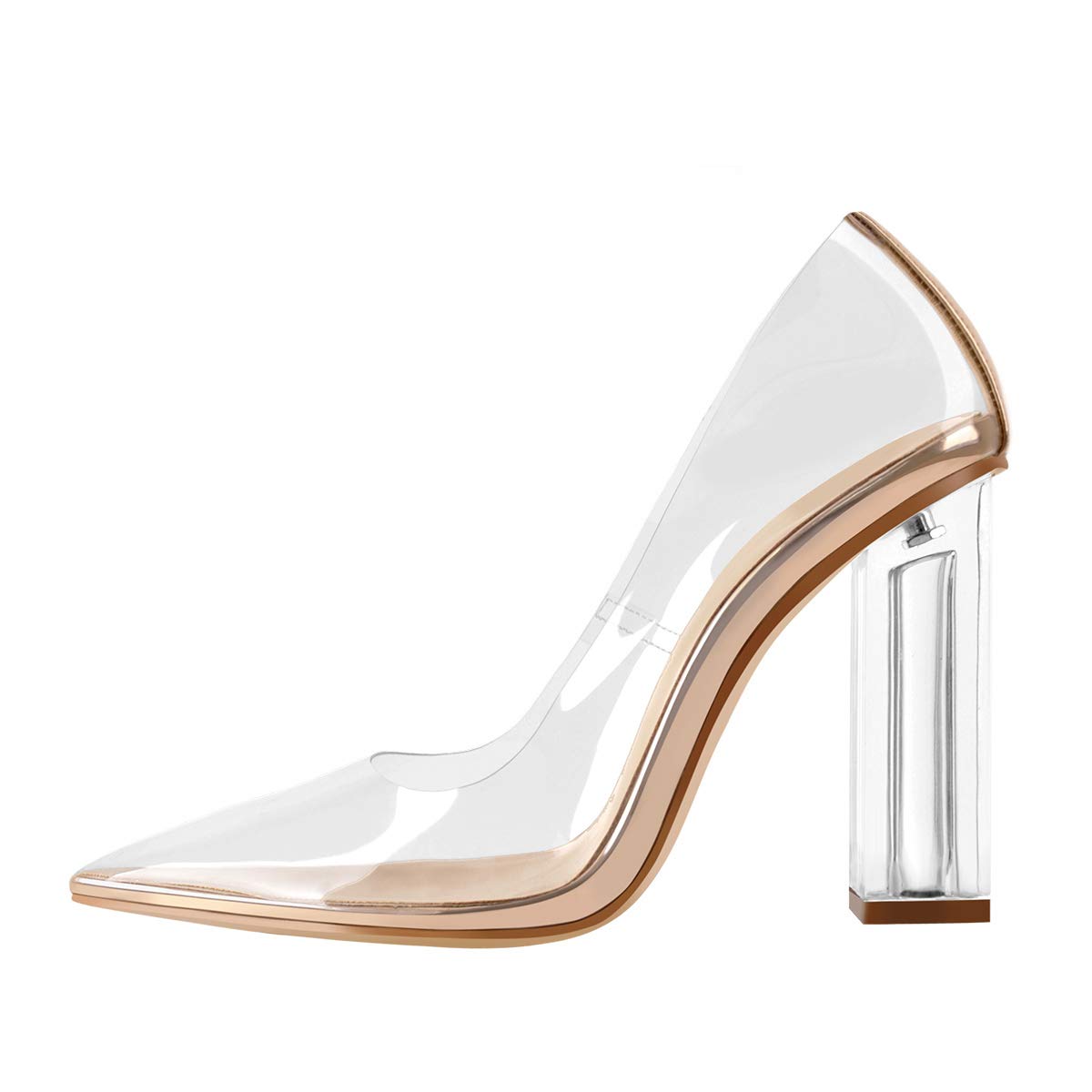 Richealnana Clear Shoes For Womens Pointed Toe Pumps Transparent