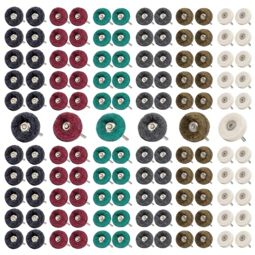 BURMONG 120 Pcs Polishing Kit for Dremel Abrasive Buffing Wheels 1/8 Inch Shank for Rotary Tool Polishing Wheels for Metal Wood Jewelry DIY Sanding