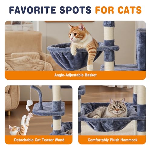 Torre para Gatos Extra Grande de 71 in con Múltiples Niveles y Rascador miniatura 4