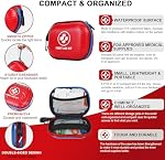 Trousse de premiers soins - 185 Pièces Kit de secours imperméable pour la maison, voiture, bureau, voyage, camping, randonnée & Extérieur - Kit de survie portable cas dur avec des fournitures premium (bleu/rouge)