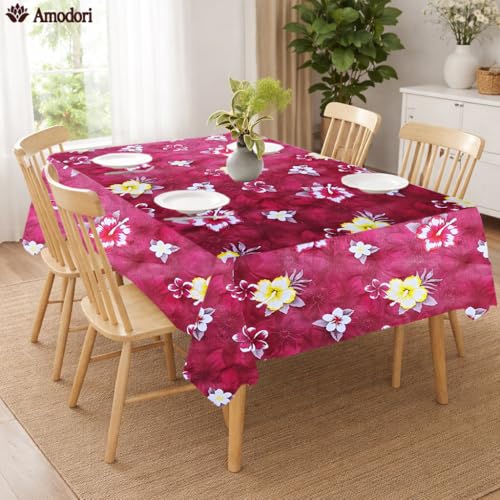 Image of Waterproof Dining Table Cover | PVC Table Protector | Dustproof Spill Proof Cover for Home & Kitchen (floral-22, 40x60 Inches (4 Seater))