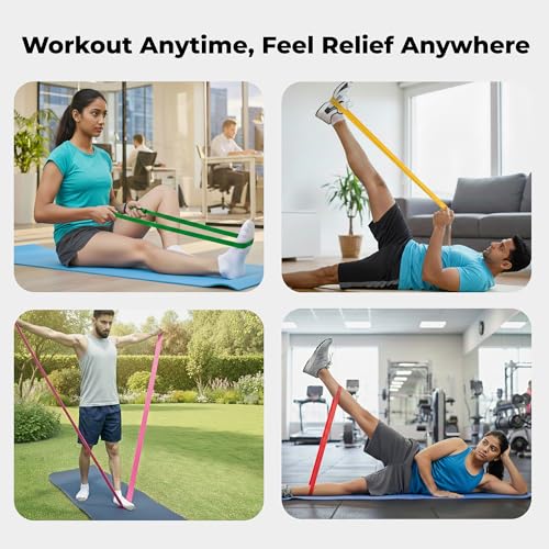 Image of Durafit91 Resistance Bands Set of 5 (Extra Light to Extra Heavy) with Jump Rope - Natural Latex Exercise Thera Bands for Workout, Yoga, Pilates, Strength Training, Home Gym Fitness for Men & Women