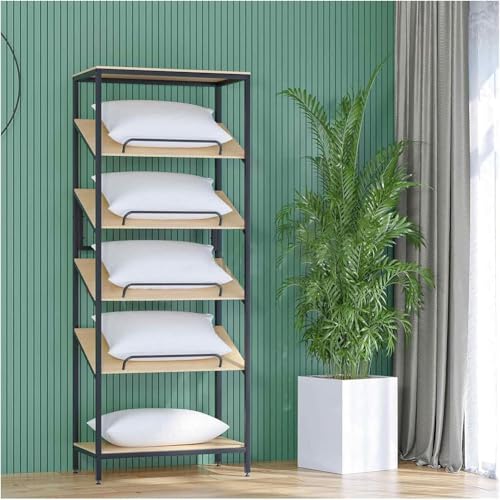 MegLob Ratería De Soporte para Exhibición De Almohadas De Cama, Soporte De Almohada Decorativa para Sofá Sofá, Estante Comercial De Almacenamiento De Almohadas De Servicio Pesado,Negro