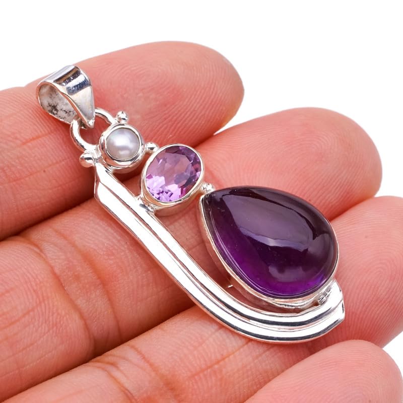 Pendentif améthyste et perle StarGems, le cadeau fait main idéal - 3
