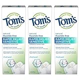Tom's of Maine Fluoride-Free Rapid Relief Sensitive Toothpaste, Fresh Mint, 4 oz. 3-Pack