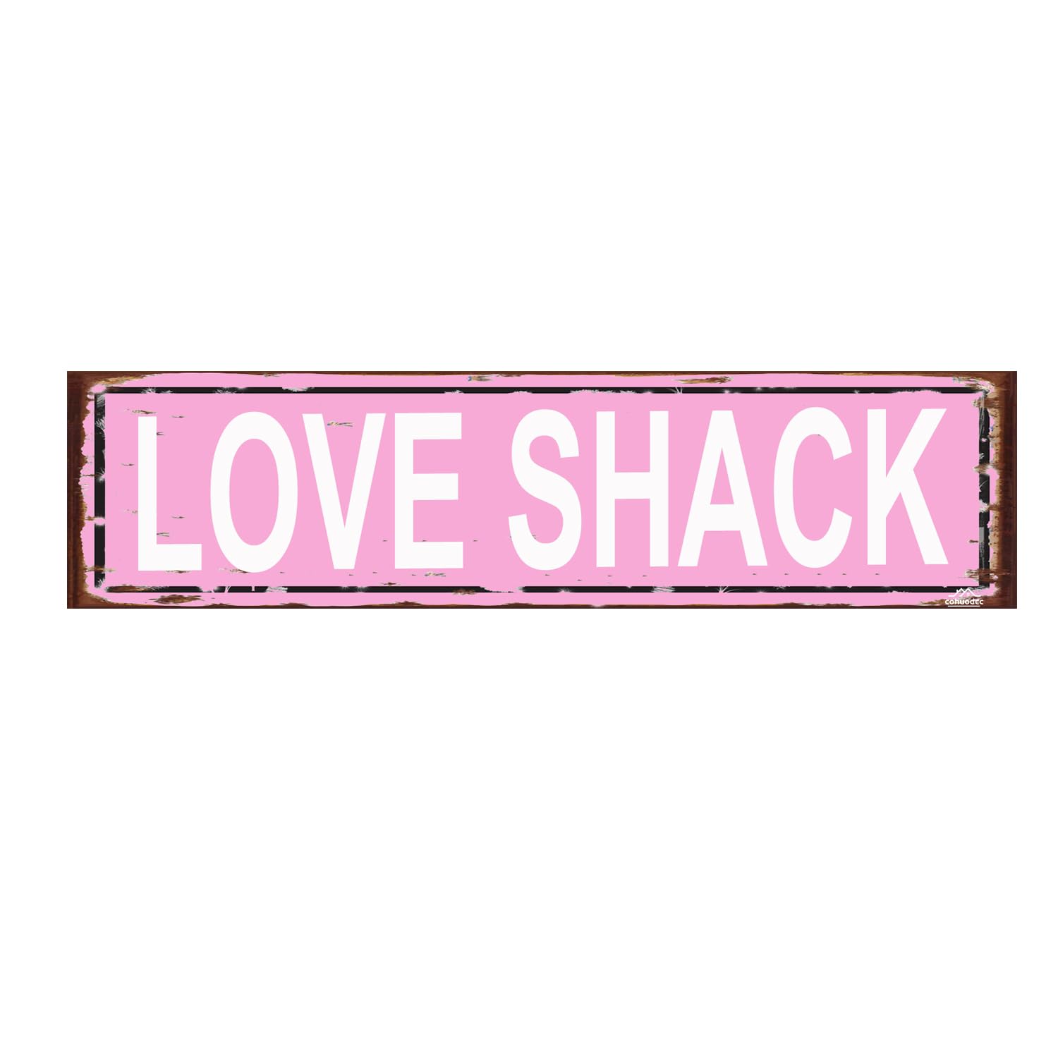 Love Shack Decor - House Man Cave Street Sign for Door Name Plate Plaque Home Patio Garden Bar Farm House Garage Wall Decor Metal Tin Sign Pink 4x16 Inch
