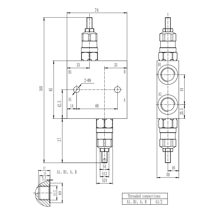 Hydraulik Schockventil doppeltwirkend VAU 1/2 | 70l/min | 50-250bar