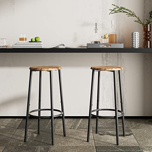 Masupu Rustic Brown Bar Stools Set of 2, 25.8 in,