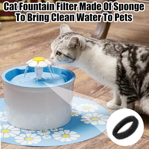 16 Piezas Filtros De Fuente para Gatos, Espuma De Filtro Redondo De Agua para Gatos, Esponjas para Fuente De Gatos, Esponjas De Bebedero Gatos, para 2.5 L Fuentes De Acero Inoxidable - imagen 5