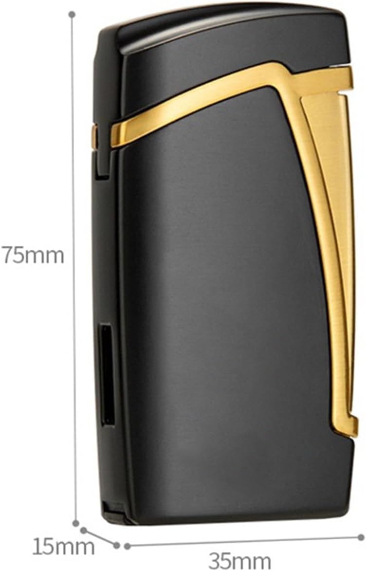Portable Multifunctional Lighter, Metal Material Butane Filling, Outdoor Super Windproof, Adjustable Flame, Suitable for Gift Candles, Camping, etc.(Black)