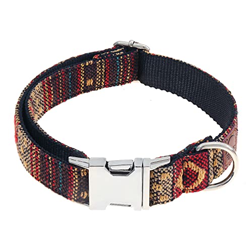 Made by Nami Boho Hundehalsband aus Nylon mit passendem Armband - Versch. Größen kleine & große Hunde - Verstellbar, Atmungsaktiv & Leicht - Premium Hundehalsbänder (S (26-42 cm), Braun + Armband)