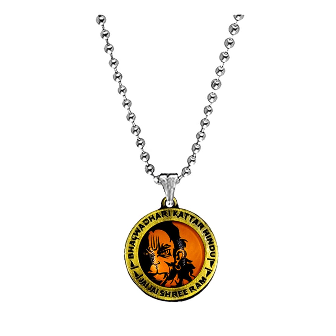 abhiora fashion Lord Shree Ram Angry Hanuman Bead Chain Metal Pendant for Men and Women Spiritual Religious Jewelry Devotional Gift-picture-34