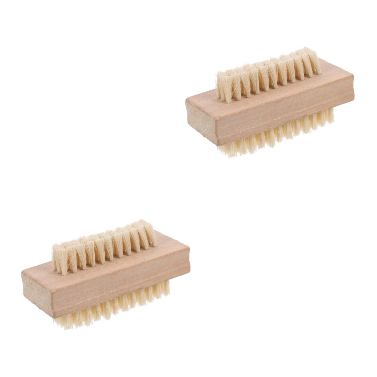 FRCOLOR 2pcs Wood Nail Brush Natural Bristles Double Sided Spa Grade Gentle Nail Cleaner Brush
