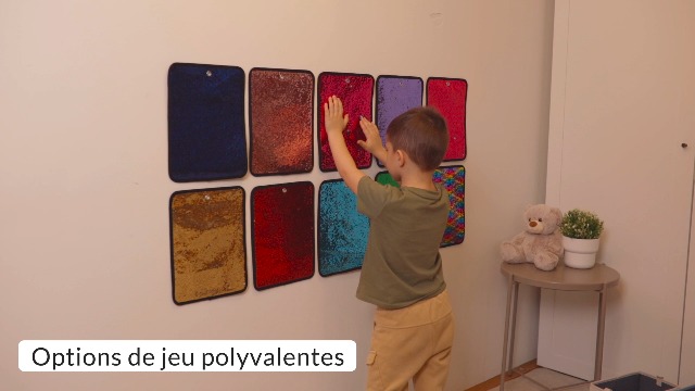 Lot De 10 Tapis Sensoriels à Paillettes Réversibles - Mur Sensoriel, Jeu Tactile Pour Enfants, Stimulation Créative