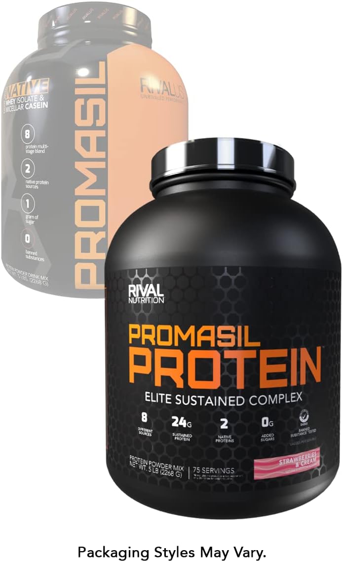 Rivalus Promasil Protein Powder Blend, Strawberry, 5 lbs, 80 Oz : Health & Household