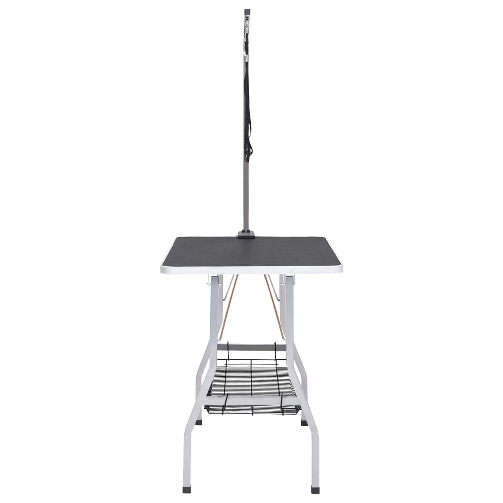BAZZI Mesa de corte ajustable para perros, mesa de aseo con 2 trabillas y cesta, tocador, mesa de peluquería para perros, tocador para mascotas, peluquería para perros con ruedas