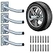 BAKAJI Set 4 Ganci di Supporto Porta Pneumatici Rastrelliera Gomme Auto da Parete Muro Carico Massimo 50kg in Acciaio Facili da Montare Kit di Montaggio Incluso per Garage e Officina