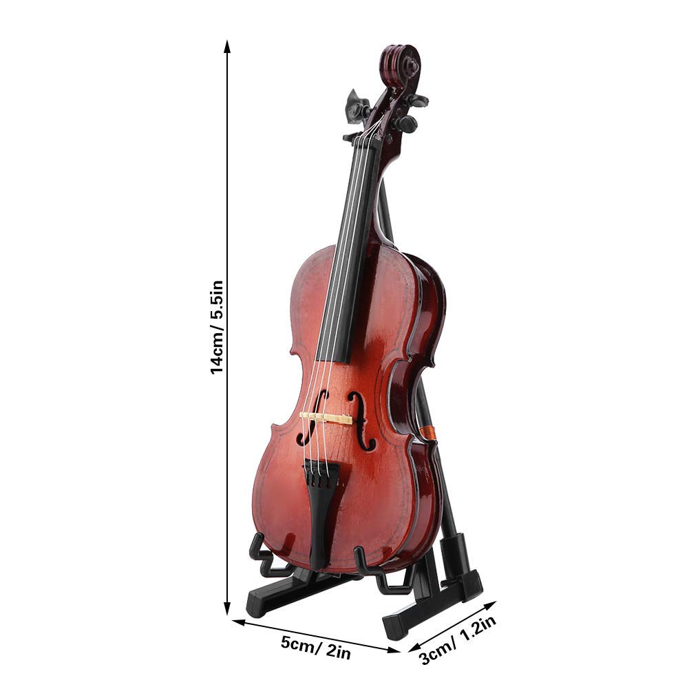 Mini modelo de instrumento de violonchelo de madera Réplica de violonchelo en miniatura con estuche Modelo de instrumento Regalos musicales Adornos para escritorio Estante Decoración 5.5in