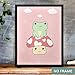 Kawaii Frog Mushroom Wall Art Print - Cute Pink Kawaii Room Decor Cottagecore, Aesthetic Wall Decor Gift for Girls - 8x10 in. LAMINATED - No Frame