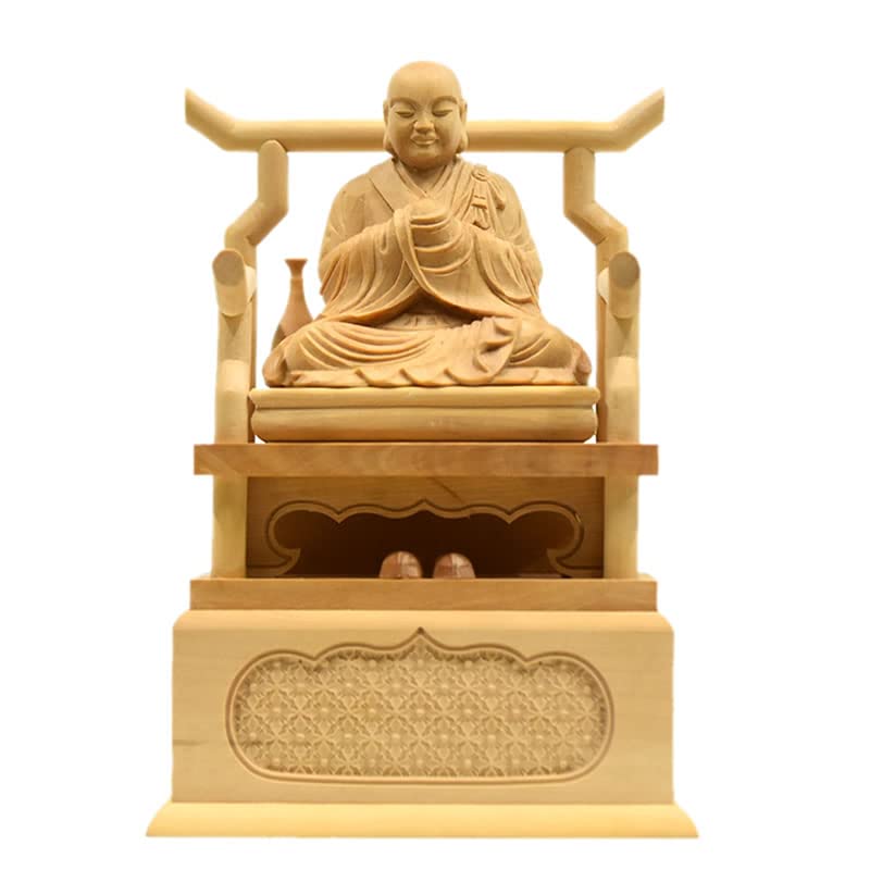 一木彫り興教大師覚鑁像。仏像彫刻。御守り。和インテリア。和室に。木造オブジェ。 Amazon.co.jp: 海宇工芸(kaiu art) 木彫り仏像 【興教大師（覚鑁上人
