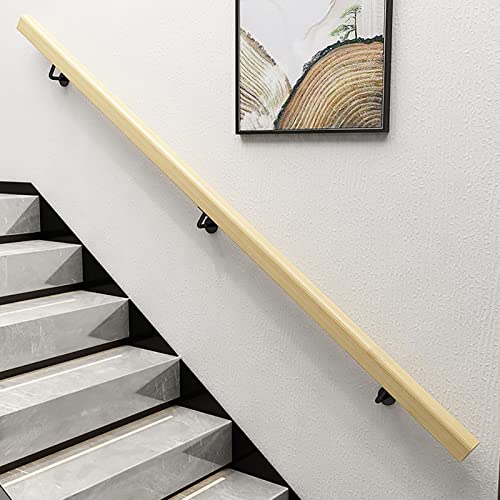 Kit complet de rampe d'escalier bois rustique avec supports de fixation fer