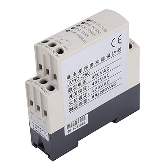Generic Voltage Monitoring Relay, Guide Rail Type Phase Sequence Relay, with 5 Indicator Light Standard Modular Construction Three-Phase Monitoring for Motors Elevator'