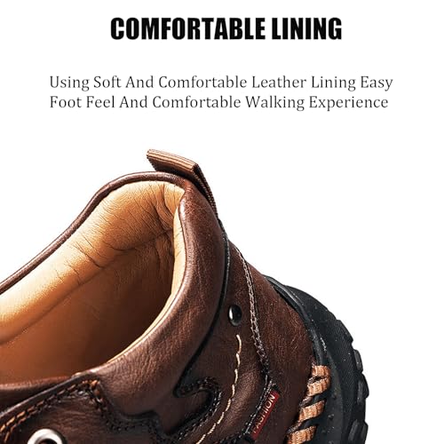 Men's Leather Handmade Platform Hiking Shoes Retro Round Toe Lace-Up Non-Slip Leisure Loafers for Outdoor Hiking Working3