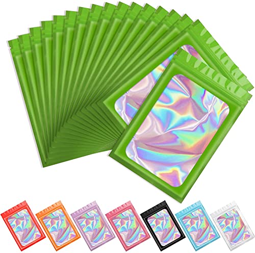 Artcut 100 PCS Mylar Bags, Holographic Bags, Baggies, Cute Small Plastic Bag(Green, 4 * 6inch), 4*6inch