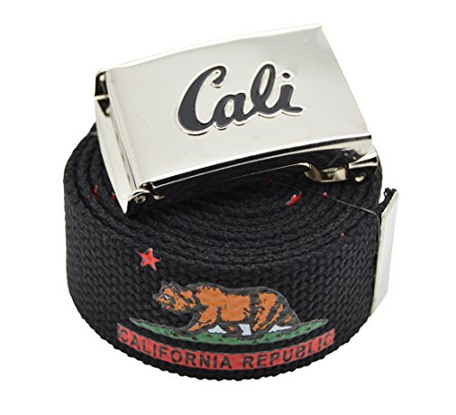 BodyJewelryOnline Canvas Military Cali California Republic Web Belt & Flip Buckle 60 inches
