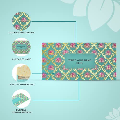 Image of Fonsie cash shagun fancy design envelopes pack of 50 for gifting money on wedding gift, baby shower, shagun, family gatherings(Blue).