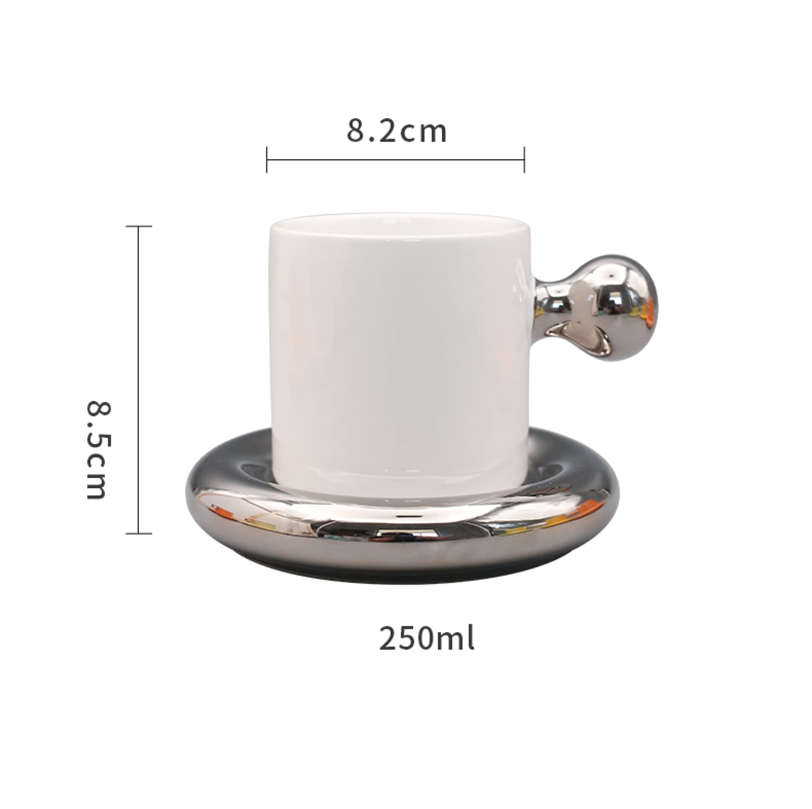 Tazza da caffè in ceramica Argento tuorlo con piattino Tazza da tè Tazza da caffè in ceramica Tazza Regalo per ufficio e casa