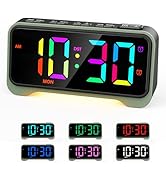 Digital Alarm Clocks with Night Light Adjustable 7 Levels Brightness and 5 Levels Volume, USB Cha...